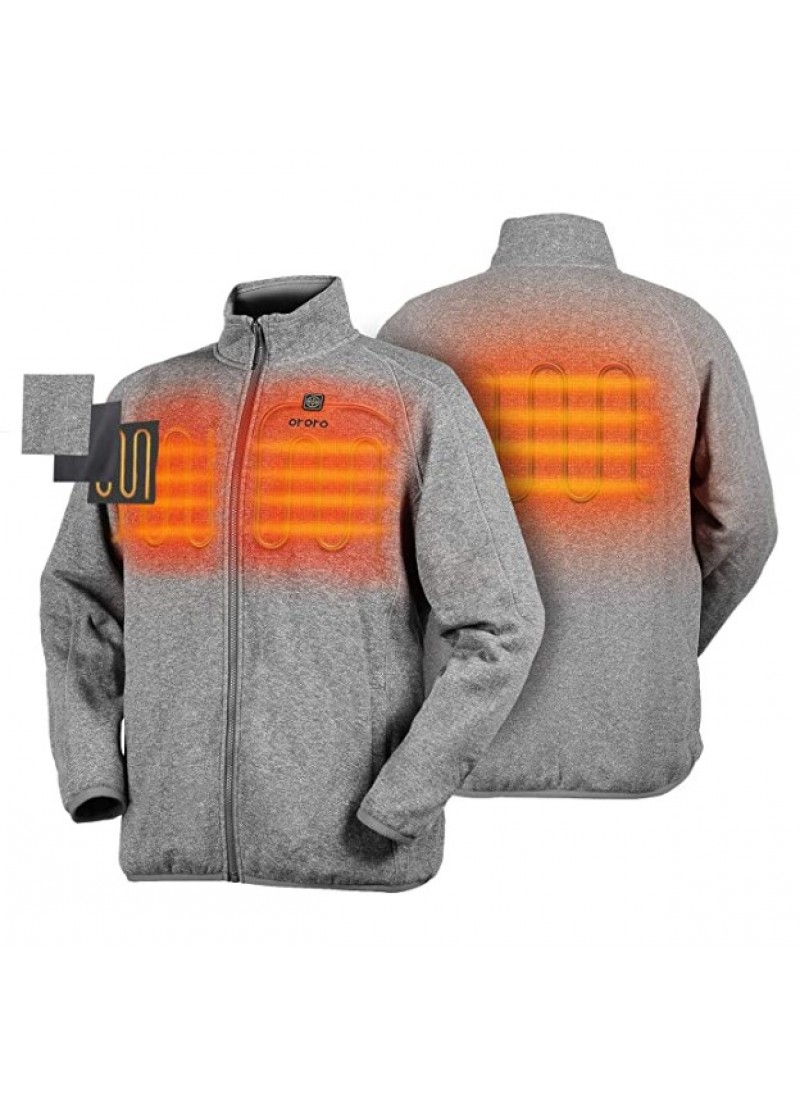 ORORO Men's Heated Fleece Jacket Full Zip with Battery Pack